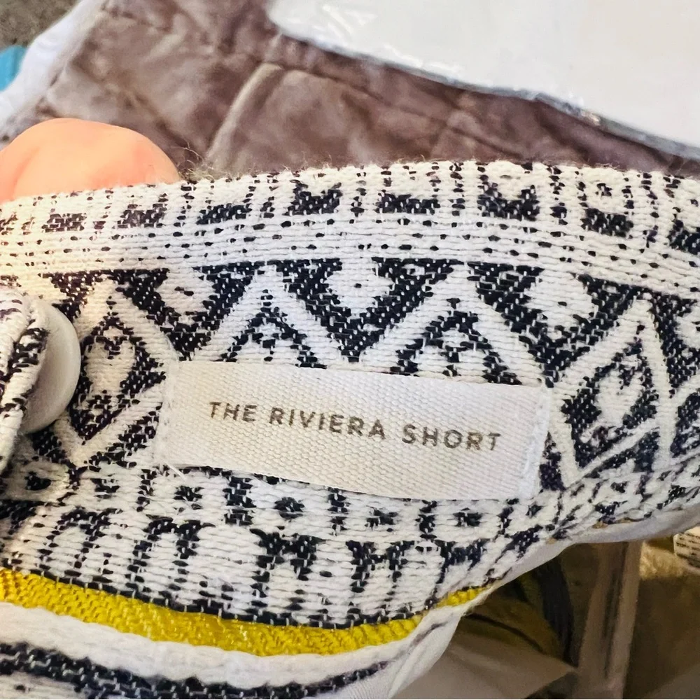 LOFT Boho Shorts Tassel Tie Waist Yellow Gold Gray Size 8 Tapestry The Riviera - Picture 4 of 8